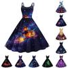 Damen Halloween Print Off-Shoulder Spaghettiträger Kleid
