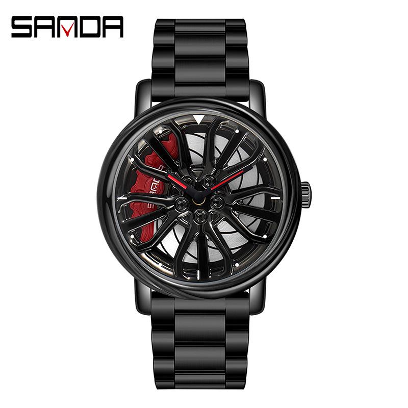 Sanda Men s Hollow Quartz Watch 1057: Steel Band Fashion Trend