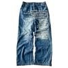RogueWave Y2K Jeans Vintage American Pattern Letter Jeans Streetwear Gothic Harajuku Hip Hop Men Women Fashion Casual Wide Leg Jeans