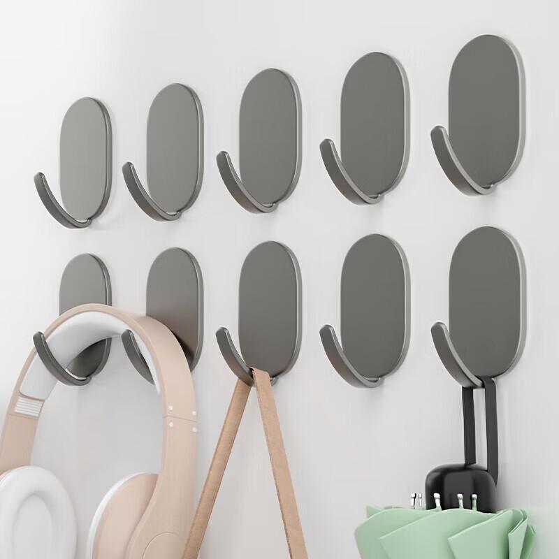 Drill-Free Adhesive Wall Hooks, 10-Pack