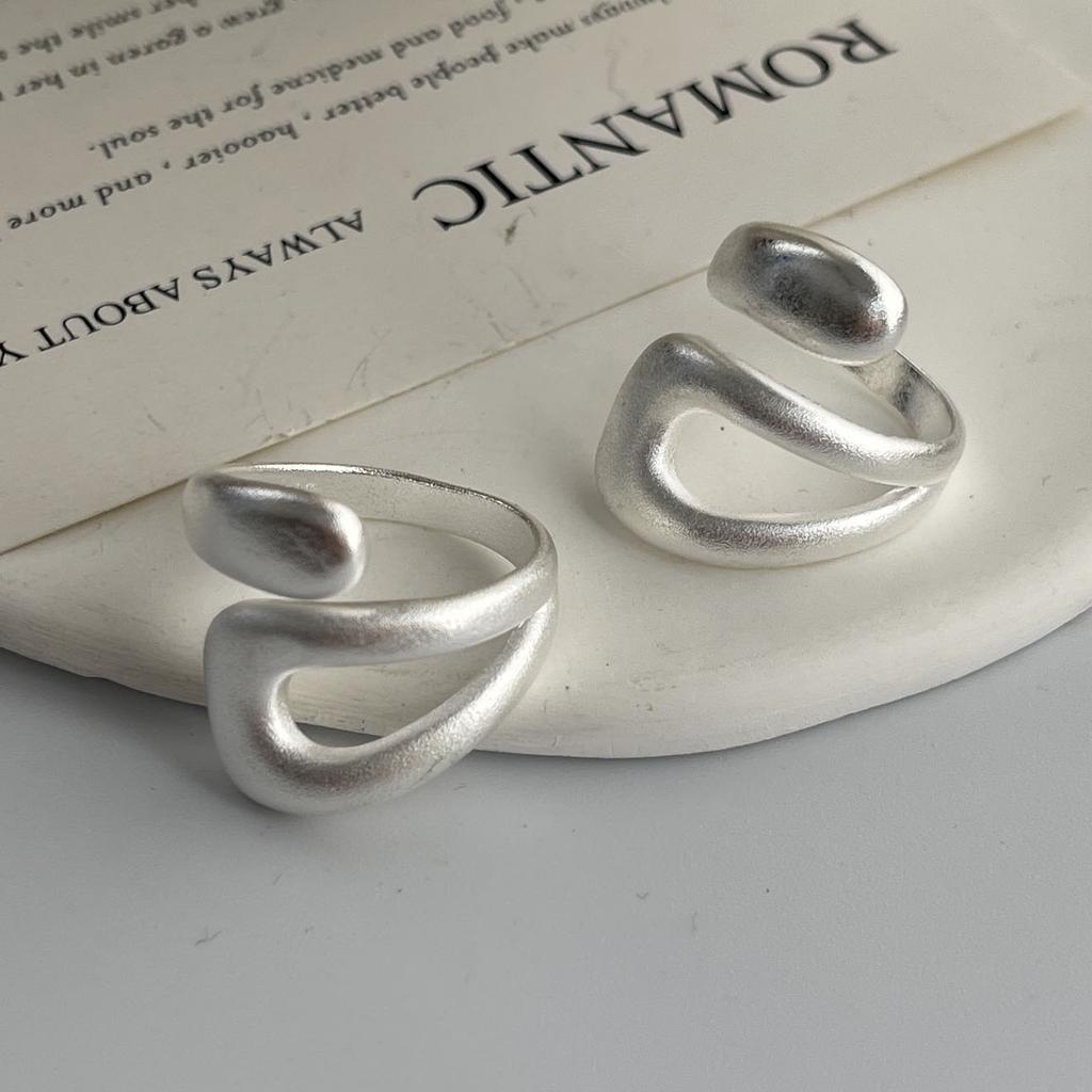 925 Sterling Silber Ringe für Damen Paar Minimalistisch Handgefertigt Einfach Hohl Geometrisch Ring Feiner Schmuck Geschenk Allergievorbeugend