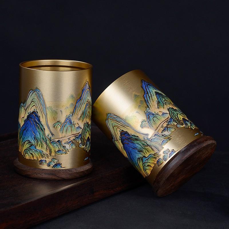 Brass Tea Ceremony Tools Set With Ebony Wood Holder Six Piece Accessories Gaiwan Brewing