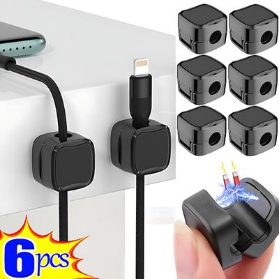 1-6PCS Magnetic Cable Clips Wire Organizer Adjustable Cord Holder Under Desk Cable Management Wire Keeper Cable Organiser Holder