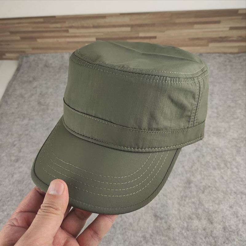 Flat top military hat fabric sealed men's hat large head circumference men's hat