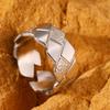 Stainless Steel Rings Minimalist Geometrical Rhombic Open Ring Adjustable Design Sense Ring For Women Zircon Gift Everyday Wear