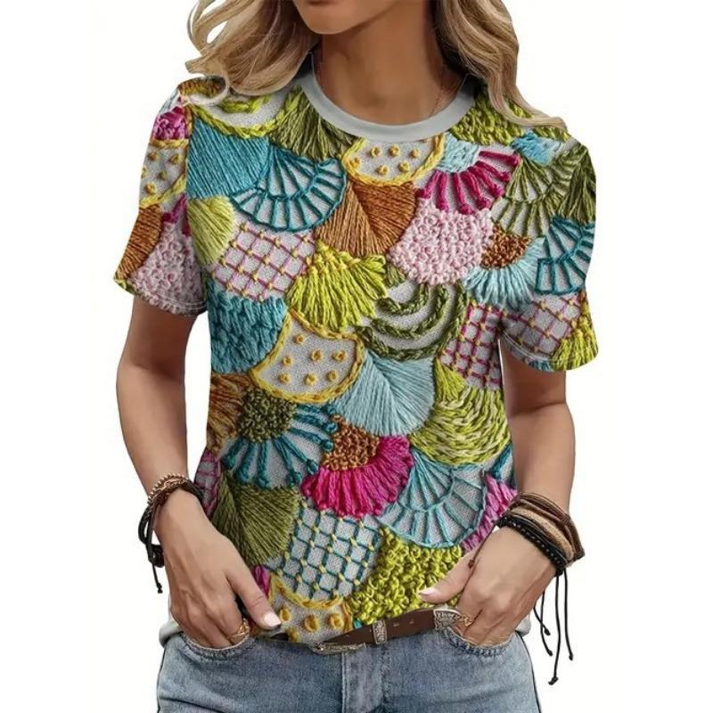 

Футболка с коротким рукавом и круглым вырезом для женщин, летняя свободная футболка 6xl