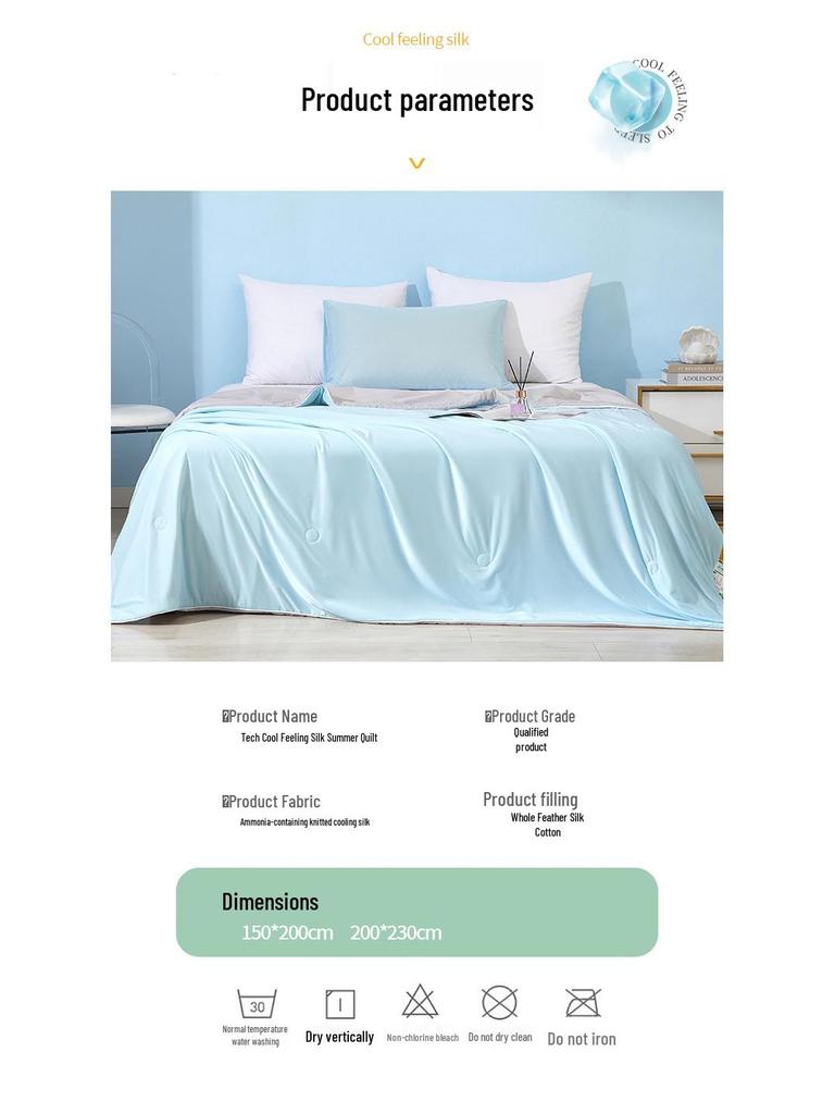 Ice Silk Cooling Summer Quilt - Solid Color Air Conditioning Blanket