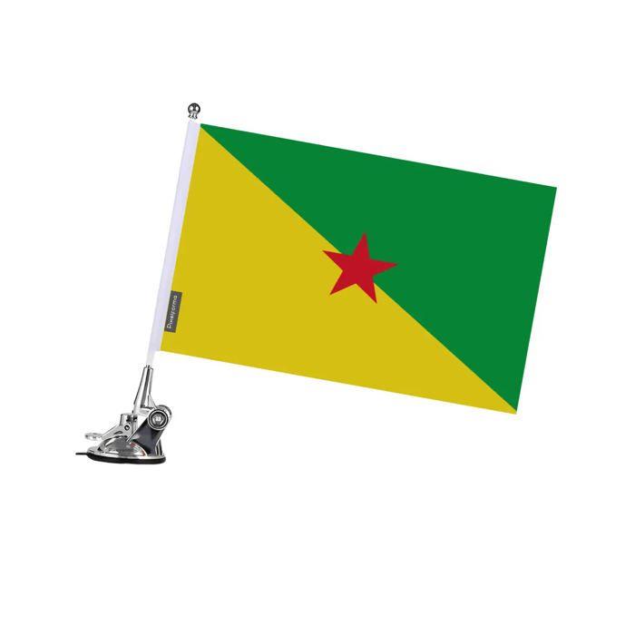Drapeau - Guyane - 27 x 35 cm - Mât à Ventouse - Polyester - Impression recto/verso