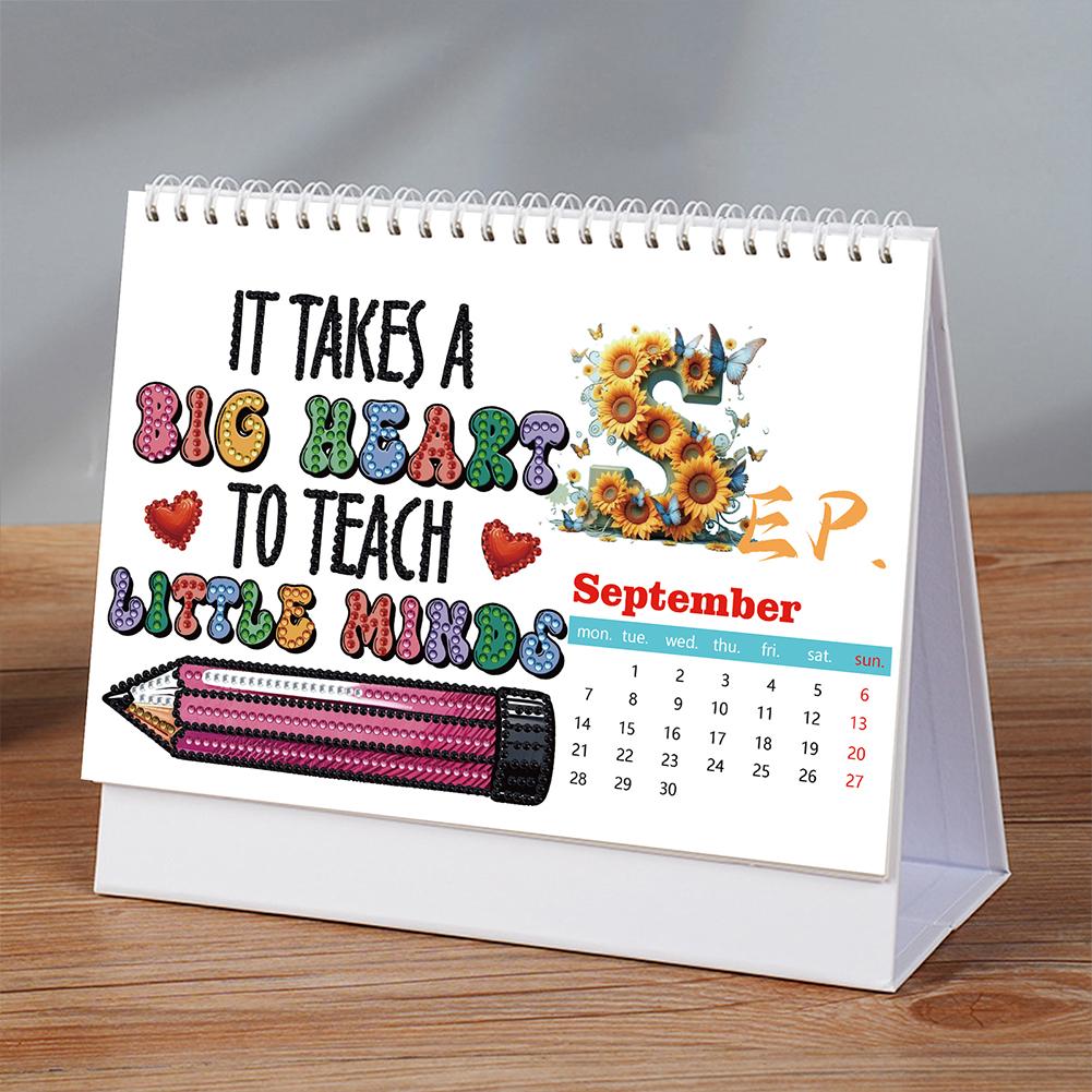 Kalendarz papierowy do malowania diamentami Zestaw kalendarza miesięcznego do malowania diamentami Miesięczny kalendarz stołowy do planowania w domu i biurze