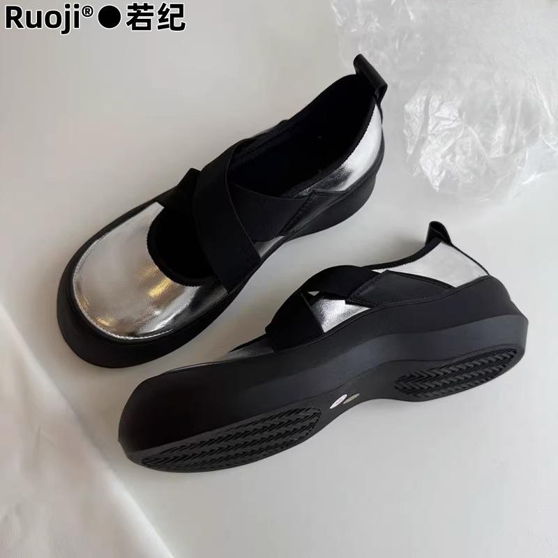 Leather Version~ Silent Platform Sports Style Loafers Women's 2025 New Cross-elastic Mary Jane Shoes Single Shoes