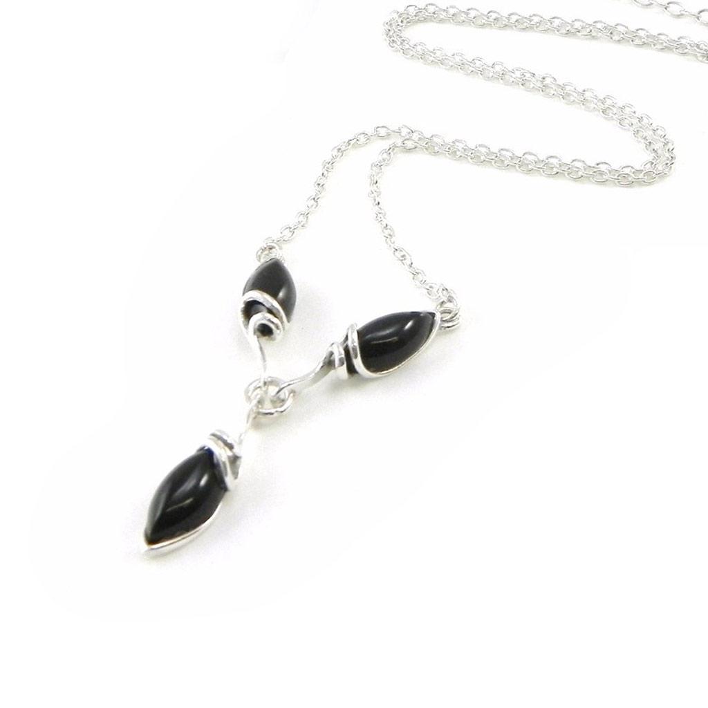 Les Trésors De Lily [I8930] - Collier Argent 'Déesse Noir de Jais' noir argenté (rhodié) - 45x25 mm