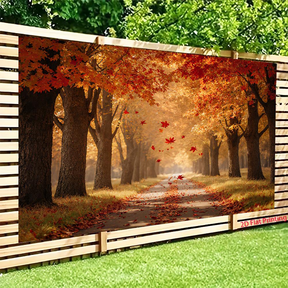 2D Plane 1 Piece of Autumn Forest Path Colored Leaves - Vibrant Autumn Leaf Design