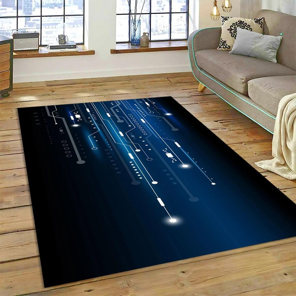 3D Chip Circuit Board Carpet Rug for Home Living Room Bedroom Sofa Doormat Kitchen Decor,Child Paly Area Rug Non-slip Floor Mat