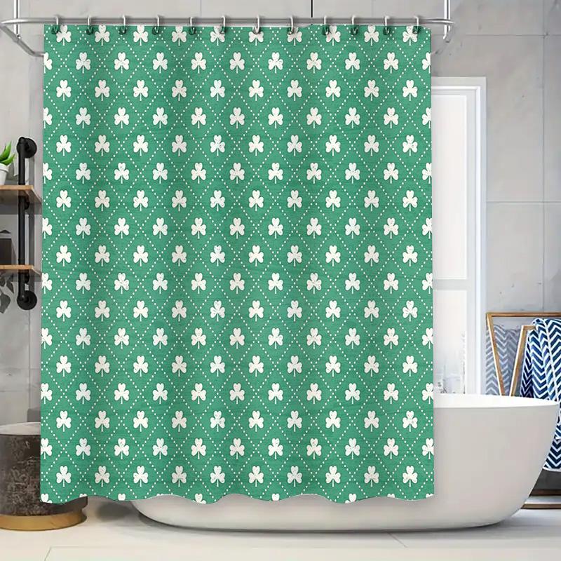 

Green Clover Pattern Shower Curtain Botanical Nature Leafy Forest Shower Liner For Bathroom Decor W60H190(CM)-1 Pcs