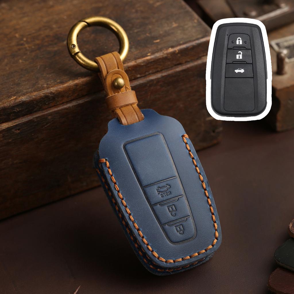 Leather Car Key Fob Case Cover for Toyota CHR Camry Prius Land Cruiser Prado Furniture Corolla Yaris RAV4 Highlander Accessories