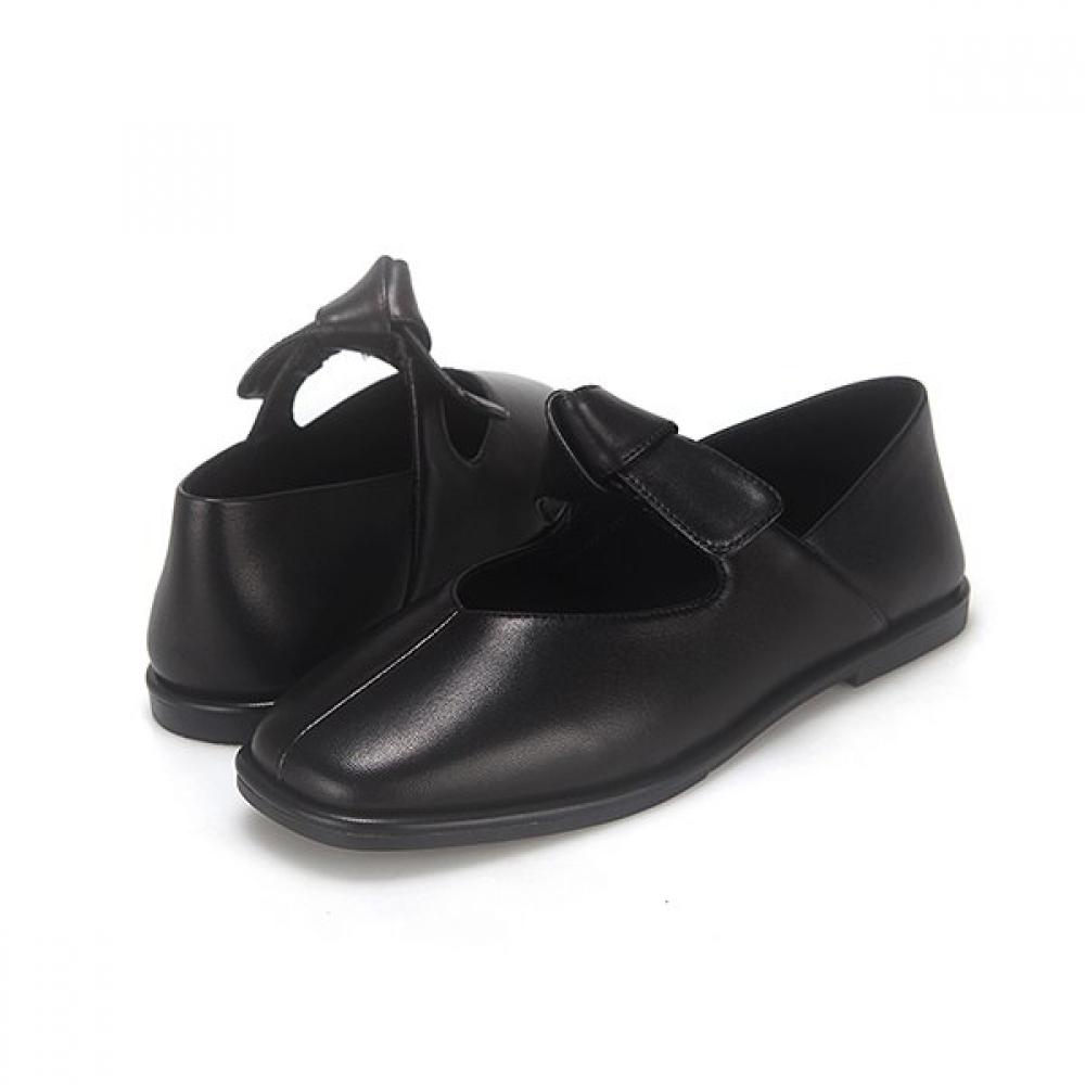 Barbara Leather Ribbon Mary Jane Flat 1cm Bbj135bk