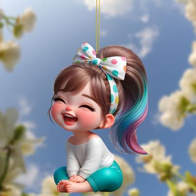 New Happy Charm Girl Acrylic Car Backpack Keychain Car Rearview Mirror Pendant Pendant