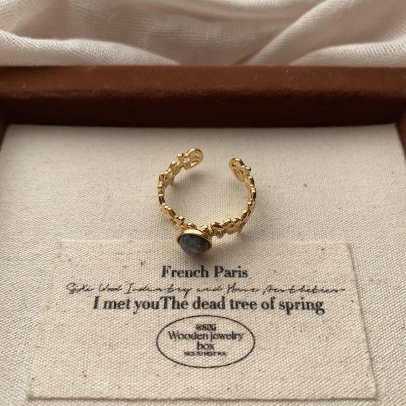 Vintage Multi-Layer Design Ring Light Luxury Niche Design Opening Adjustable Oval Statement Ring Finger Ring