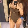 Sexy Cut Out Lace Up Backless Women Swimwear One Piece Swimsuit Female High Leg Cut Padded Bather Bathing Suit Swim
