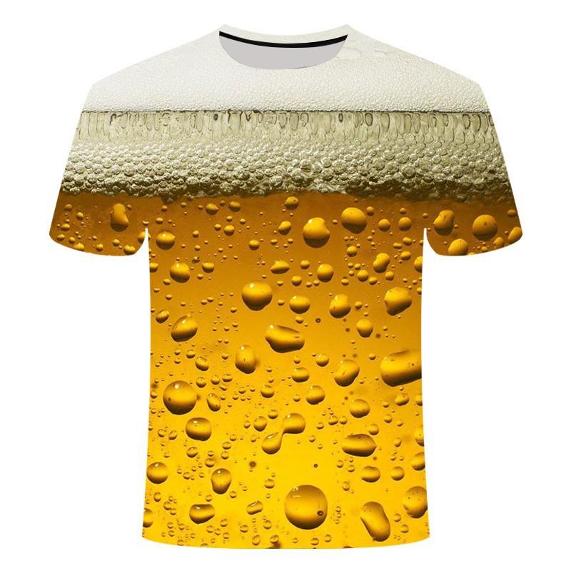 Pivo Digitálně Potištěné Tričko Pánské Dámské Trendy Tričko s Krátkým Rukávem