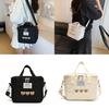 Embroidered Teddy Bear Double Zipper Messenger Bag Simple Square Shoulder Bags