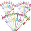 8-24PCS Curly Colored Reusable Children's Straws, Mermaid, Rainbow, Little Mary Straws For Princess Birthday Party Decorations