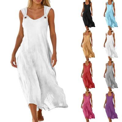 Women’s Sleeveless Loose Fit Midi Dress with Adjustable Strap and for Casual Summer Wear