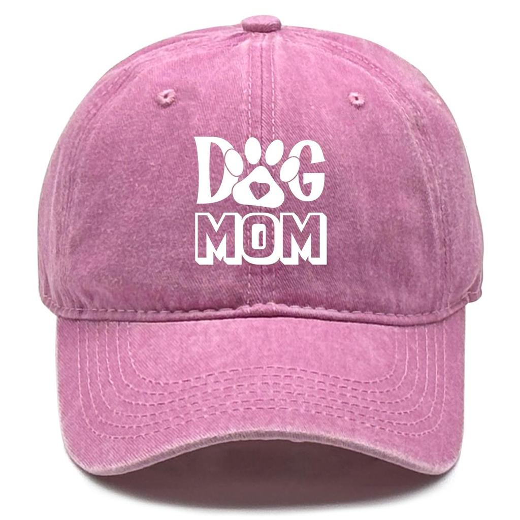 DOG MOM" Paw Print Snapback Sun Hat, Mother's Day Man's Cap Slouchy Sun Protective Raw Brim Curved Brim Adjustable Baseball Hat