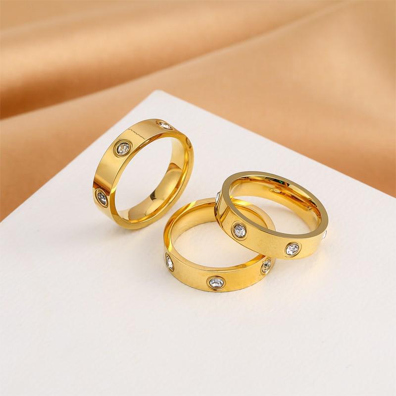 Stainless Steel Double/Single Row Diamond Minimalist Couple Rings - Cartier Style