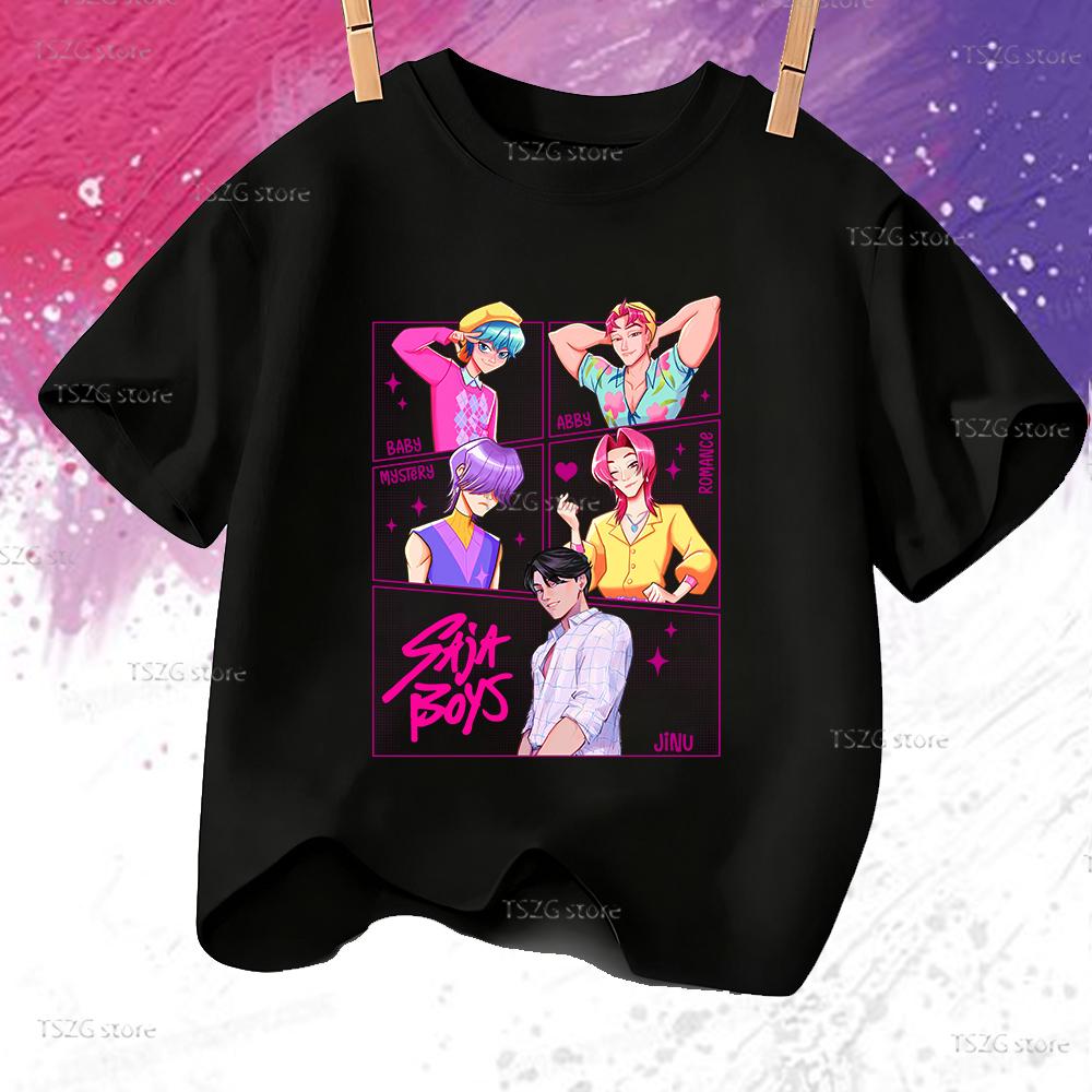 Sommer Anime KPop Dämonenjäger Saja Boys Print Kinder T-Shirt Tops Mode Kinderkleidung Kurzarm Fans Geschenk T-Shirt