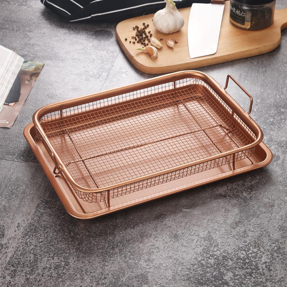 New Stainless Steel Barbecue Plate Non-Stick Oven Baking Tray Oil Frying Baking Pan Grill Mesh Drain Basket Kitchen Tools