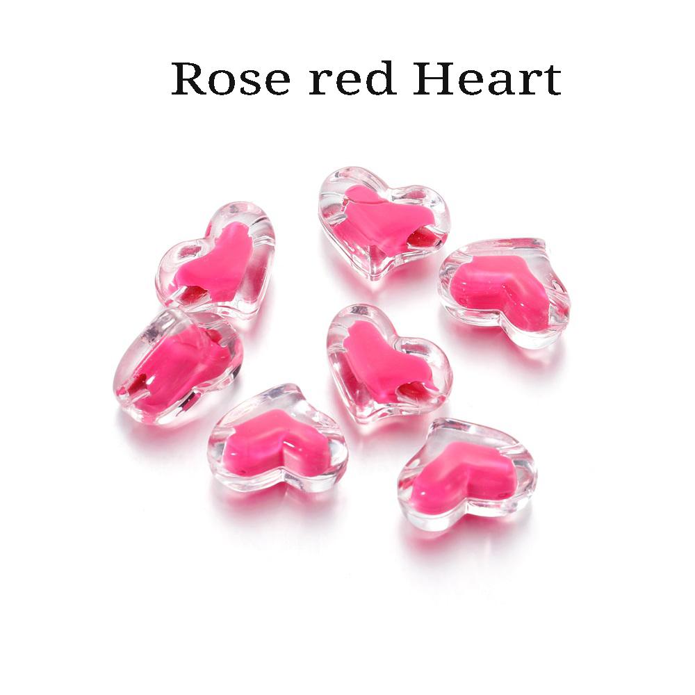 20Pcs/Pack Acrylic Spaced Beads Candy Heart Flower Shape Beads Decoration For DIY Necklace Earrings Jewelry Making Supplies