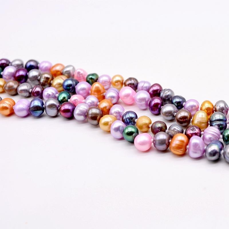 Damski długi naszyjnik kolorowy słodkowodny sweter z pereł długi naszyjnik okrągłe perły akcesoria do sukienki dwuwarstwowy naszyjnik