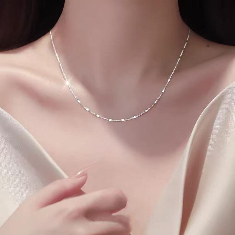 Elegante Damen S925 Sterlingsilber Perlenanhänger Halskette - Leichte Luxus Schlüsselbeinkette