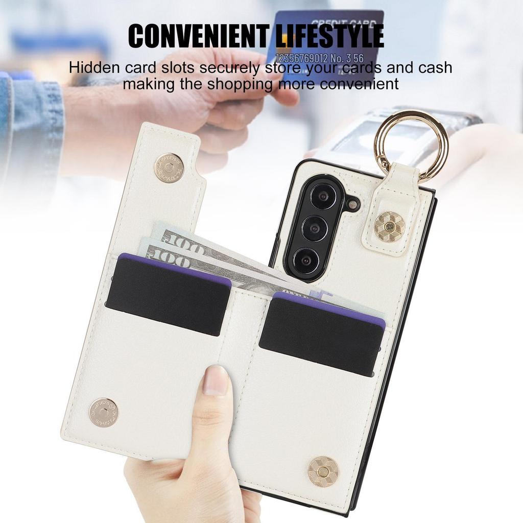 Samsung Z Fold7/Fold6 Zipper Leather Phone Case with Ring Wallet