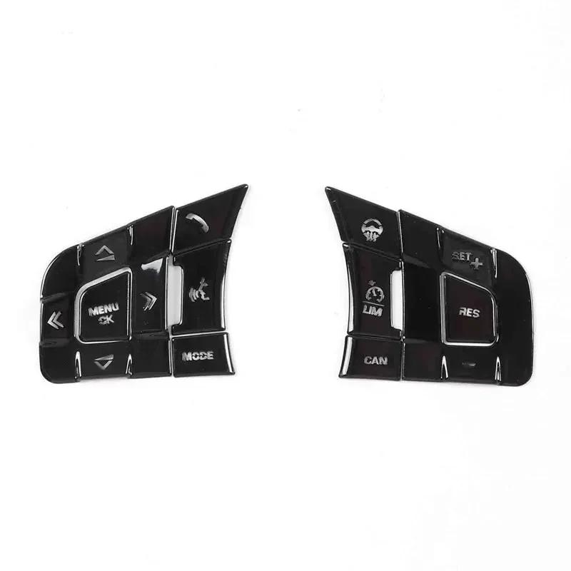 ToMong For Jaguar XE XF F-PACE E-PACE F-TYPE Aluminum Alloy Black Car Steering Wheel Button Cover Trim Sticker Car Accessories U4
