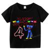 H-wuggys Kids Number T Shirt Poppys Playing Time Birthday Tees Shirt Cartoon Anime Game Boy Girl Clothes Summer Baby Cotton Tops