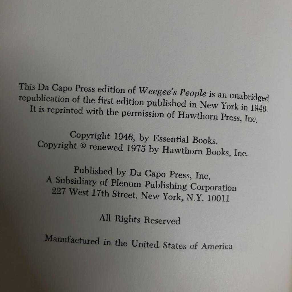 [USED] WEEGEE'S PEOPLE Photo Collection (Foreign Book)