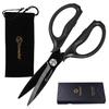 Sunnecko Kitchen Scissors, Disassembleable, Dishwasher Safe, Stainless Steel with Titanium Coating, Black