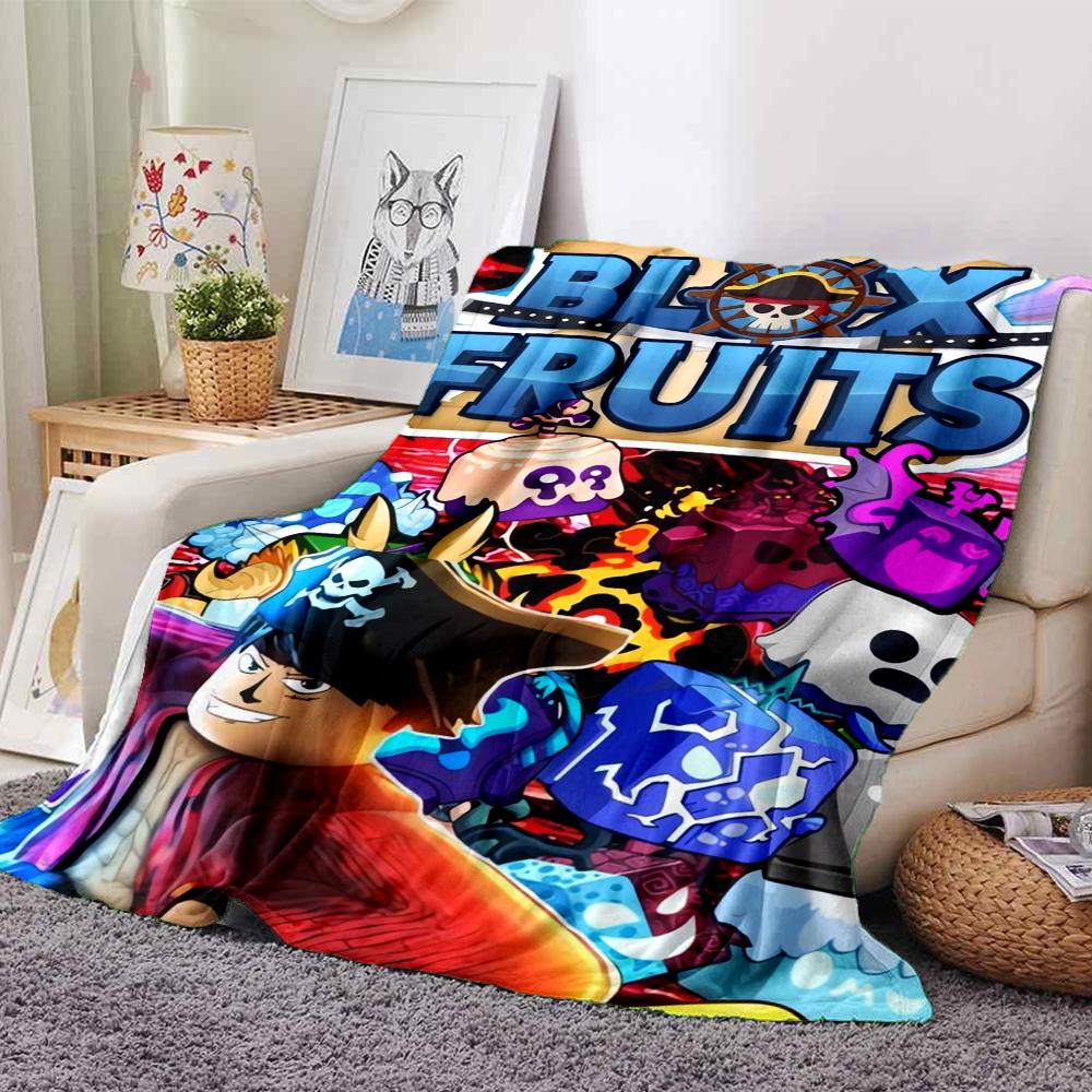 Coperta Stampata Tema Blox Fruits - Perfetta per Divano, Letto, Viaggio e Uso Esterno | Lavabile in Lavatrice, Accogliente e Durevole.
