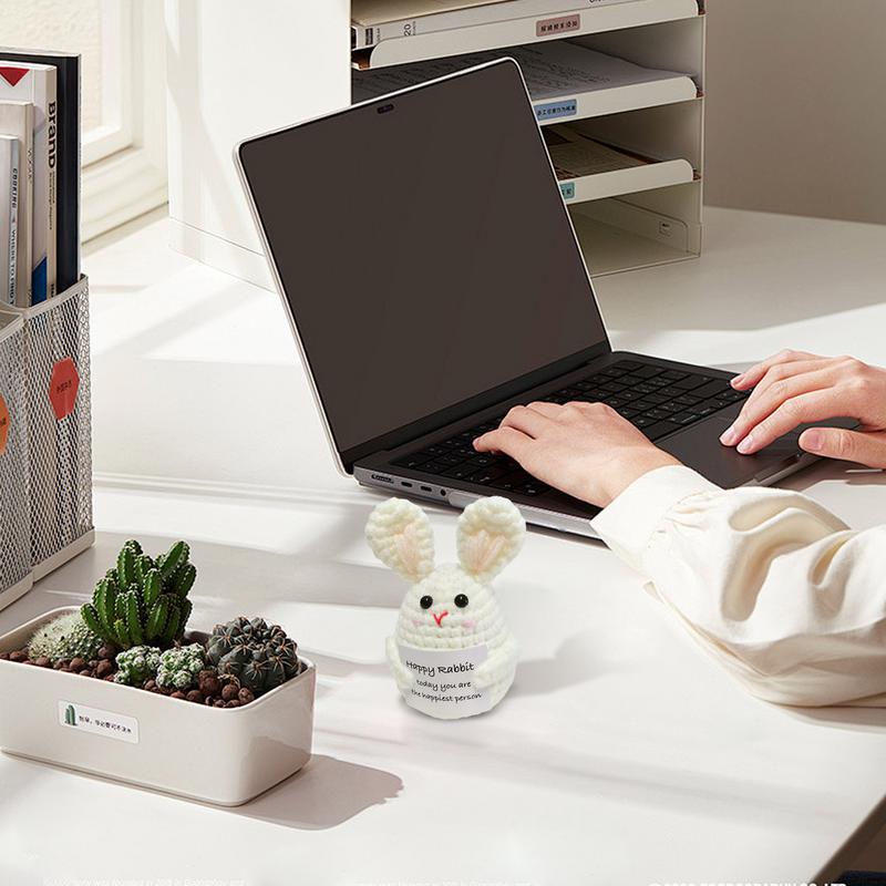 Positive Crocheted Crocheted Toy with Encouraging Card for Emotional Support Koala Rabbit Mouse Onion Blueberry Gift for Kids