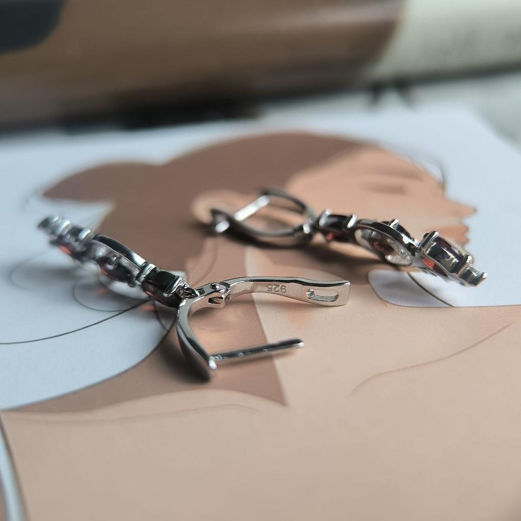 Серебряные серьги с натуральным гранатом 3.442ct (2195870)