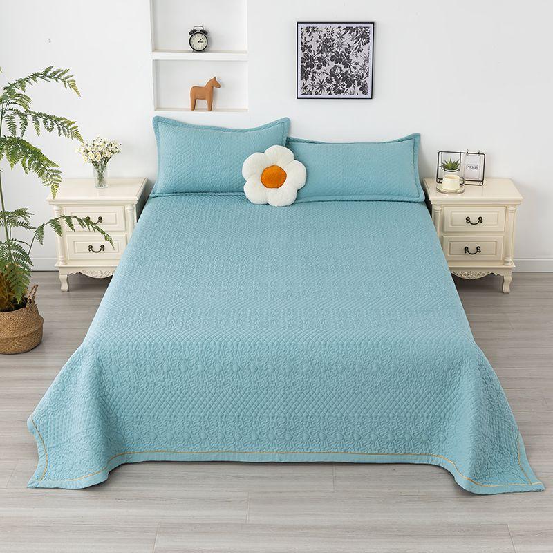 Bed Cover Solid Color Three-layer Cotton Non Slip Bed Sheet Set Four Season Universal Quilted Tatami Dustproof Mattress Sheet