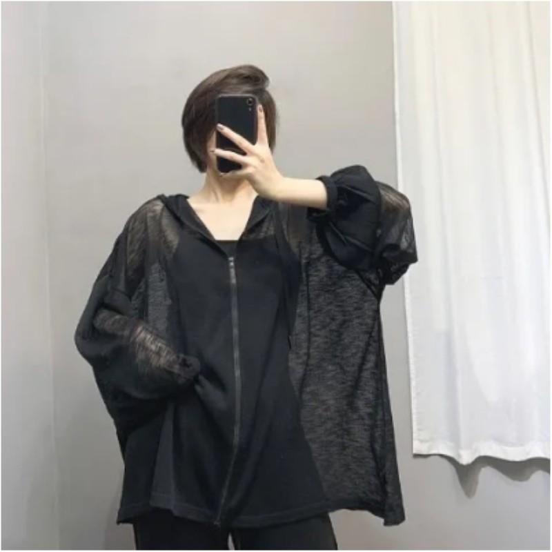 Women's Spring and Summer Medium-length Hooded Air Conditioning Shirt Long-sleeved Thin Sun Protection Jacket