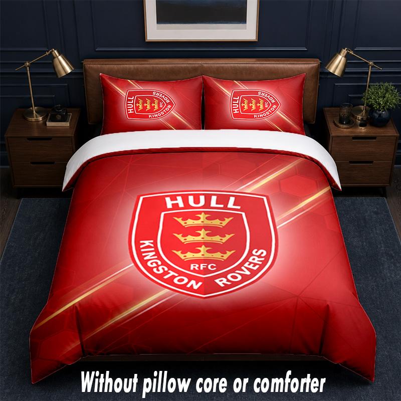 Hull KR Design Bed Bedding Set 1 Duvet Cover + 2 Pillowcases Soft Breathable Household Bed Linens