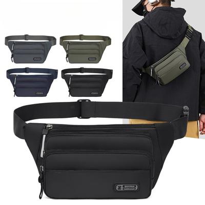 Men's Outdoor Nylon Chest Bag - High Capacity Durable Fanny Pack for Sports & Travel (Water-Resistant Phone Purse)