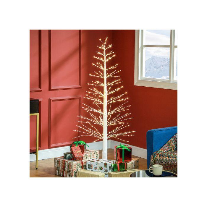HOMCOM Arbre Artificiel Lumineux De 150 Cm Avec 600 Lumières LED, Sapin De Noël LED, Décorations D'intérieur/extérieur, Blanc