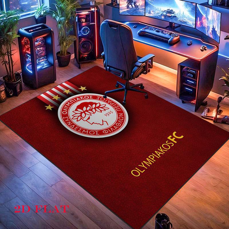Tappeto Tappeto con Logo Olympiacos per Soggiorno Camera da Letto Casa Decorazione Divano, Tappetino Antiscivolo per Giochi Bambini