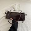 Vintage Solid Color Women Soft Pu Shoulder Bags Simple Ladies Underarm Bag Versatile Portable Female Pillow Handbags Purse