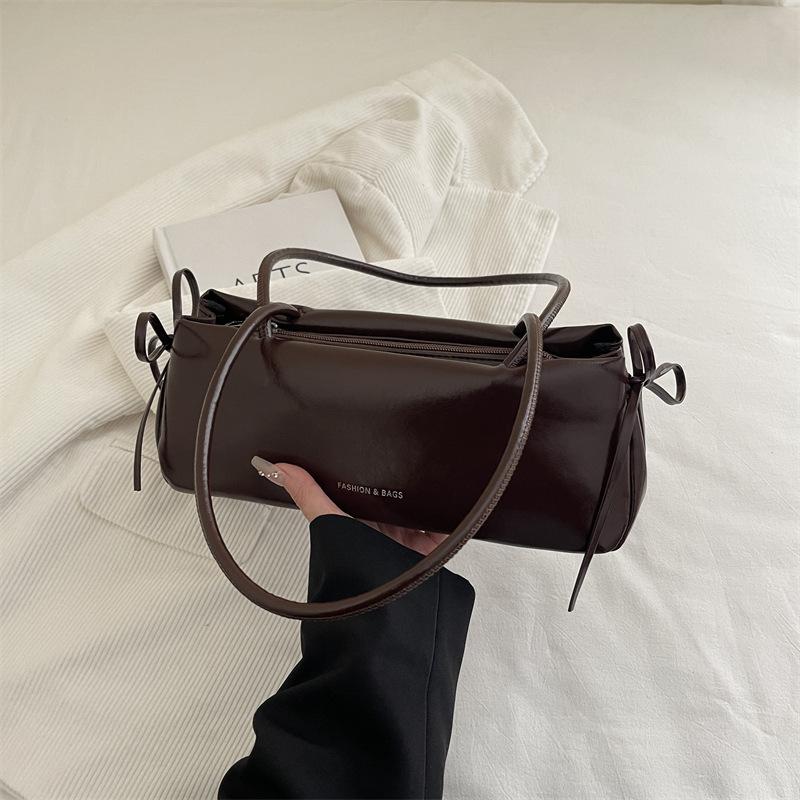 Vintage Solid Color Women Soft Pu Shoulder Bags Simple Ladies Underarm Bag Versatile Portable Female Pillow Handbags Purse